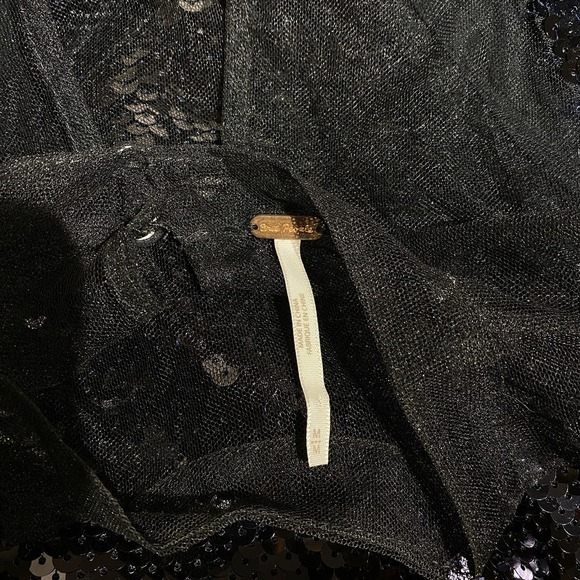 Free People Womens Black Combo Dance Til Dawn Sequin Dress V Neck Cap Sleeve M - Picture 6 of 8